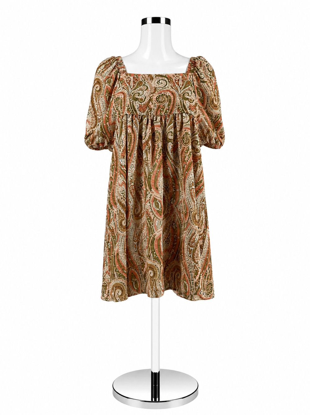 Hayden Tan/Peach Paisley Pre-Owned Ladies Dress - Size Small